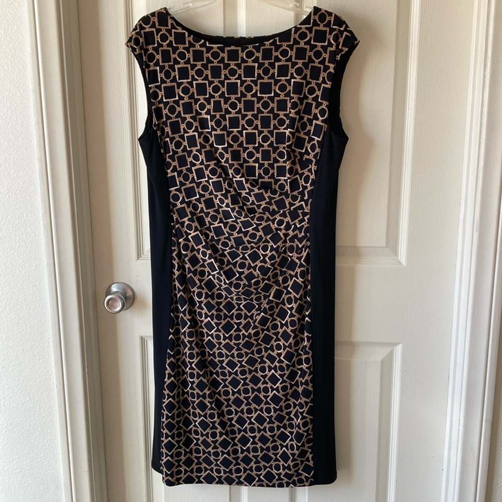 LAUREN Ralph Lauren Midi Dress Size 14 Black Beige